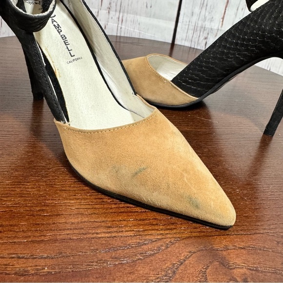 JEFFREY CAMPBELL DEAREST ankle wrap suede nude & black faux snakeskin Pumps 6.5 - Picture 7 of 14